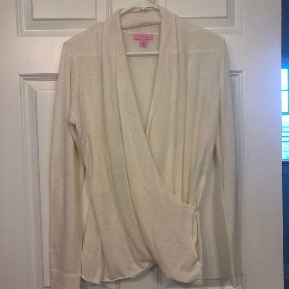 Lilly Pulitzer White Wrap-Front Sweater
